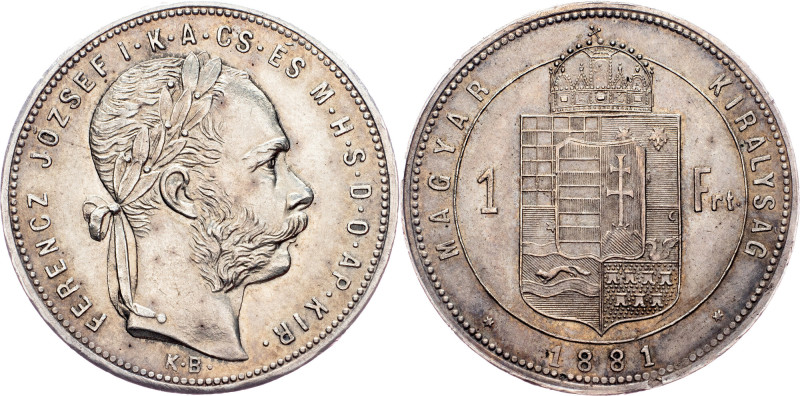 Franz Joseph I., 1 Forint 1881, KB, Kremnitz Austria-Hungary, Franz Joseph I., 1...