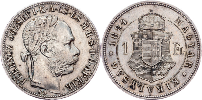 Franz Joseph I., 1 Forint 1884, KB, Kremnitz Austria-Hungary, Franz Joseph I., 1...