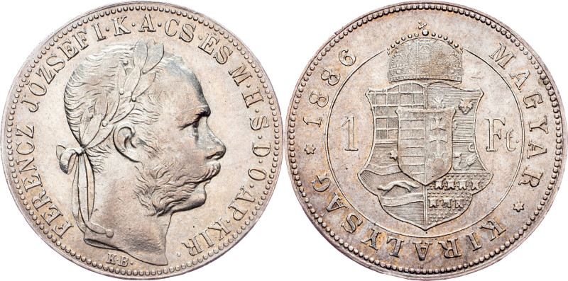 Franz Joseph I., 1 Forint 1886, KB, Kremnitz Austria-Hungary, Franz Joseph I., 1...