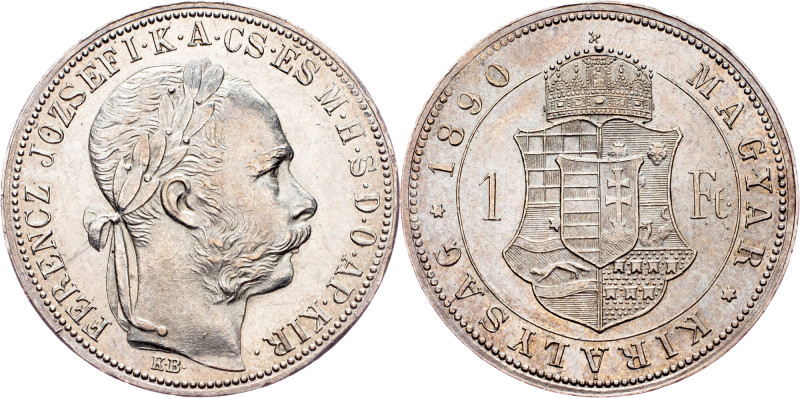 Franz Joseph I., 1 Forint 1890, KB, Kremnitz Austria-Hungary, Franz Joseph I., 1...