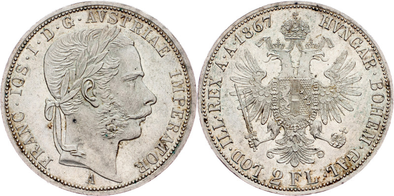Franz Joseph I., 2 Gulden 1867, A, Vienna Austria-Hungary, Franz Joseph I., 2 Gu...