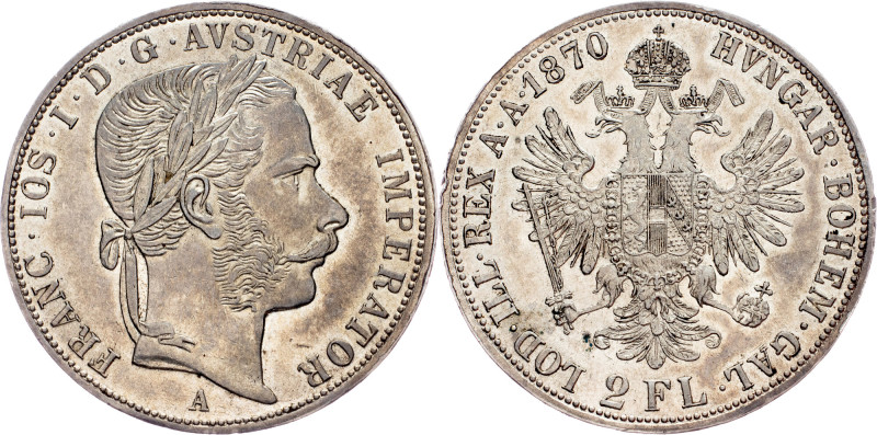 Franz Joseph I., 2 Gulden 1870, A, Vienna Austria-Hungary, Franz Joseph I., 2 Gu...