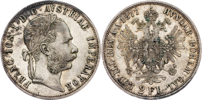 Franz Joseph I., 2 Gulden 1877, Vienna Austria-Hungary, Franz Joseph I., 2 Gulde...