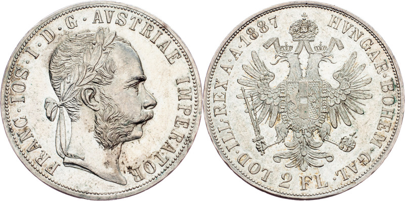 Franz Joseph I., 2 Gulden 1887, Vienna Austria-Hungary, Franz Joseph I., 2 Gulde...