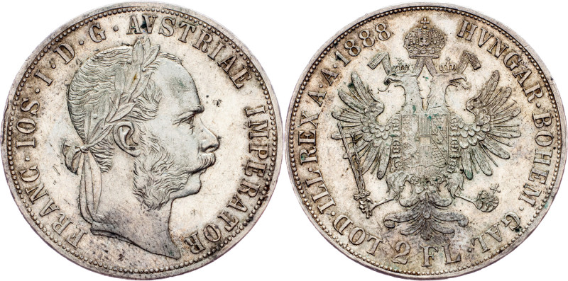 Franz Joseph I., 2 Gulden 1888, Vienna Austria-Hungary, Franz Joseph I., 2 Gulde...