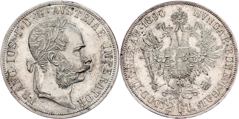 Franz Joseph I., 2 Gulden 1890, Vienna Austria-Hungary, Franz Joseph I., 2 Gulde...