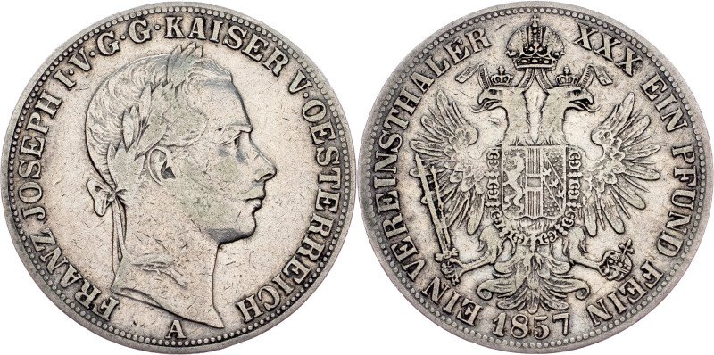 Franz Joseph I., 1 Thaler 1857, A, Vienna Austria-Hungary, Franz Joseph I., 1 Th...