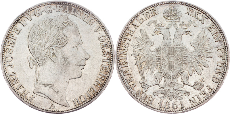 Franz Joseph I., 1 Thaler 1861, A, Vienna Austria-Hungary, Franz Joseph I., 1 Th...