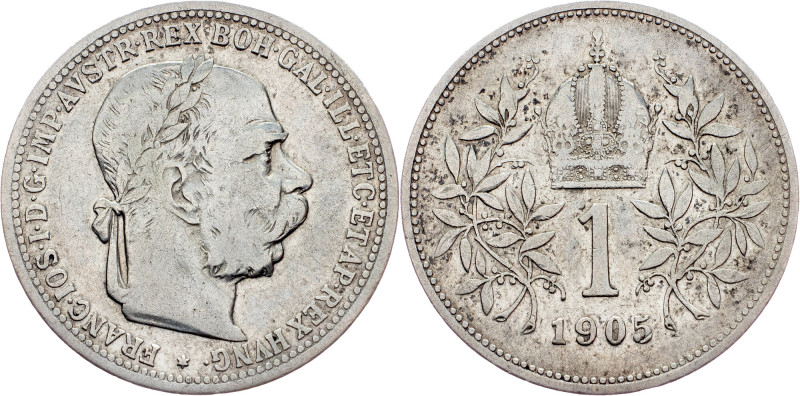 Franz Joseph I., 1 Krone 1905, Vienna Austria-Hungary, Franz Joseph I., 1 Krone ...