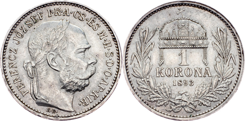 Franz Joseph I., 1 Korona 1893, KB, Kremnitz Austria-Hungary, Franz Joseph I., 1...