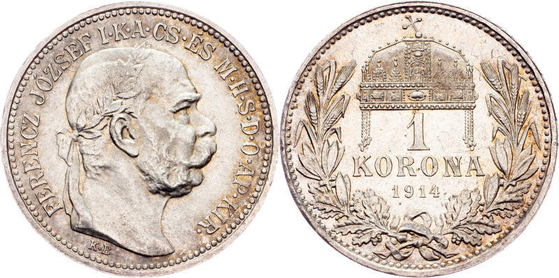 Franz Joseph I., 1 Korona 1914, KB, Kremnitz Austria-Hungary, Franz Joseph I., 1...