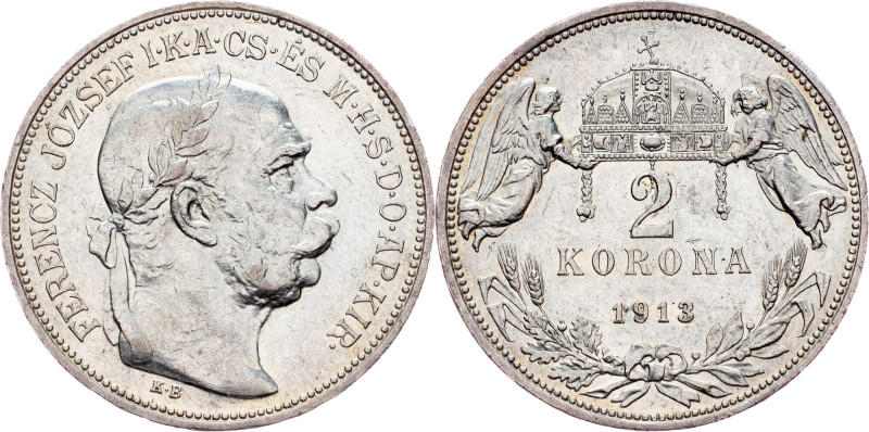 Franz Joseph I., 2 Korona 1913, KB, Kremnitz Austria-Hungary, Franz Joseph I., 2...