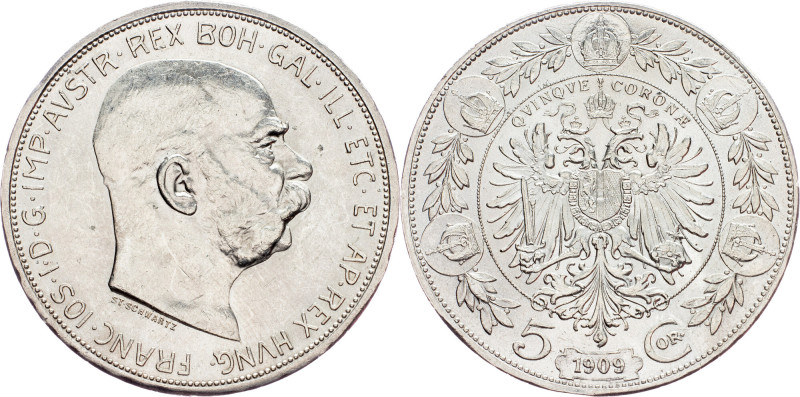 Franz Joseph I., 5 Krone 1909, Schwartz, Vienna Austria-Hungary, Franz Joseph I....