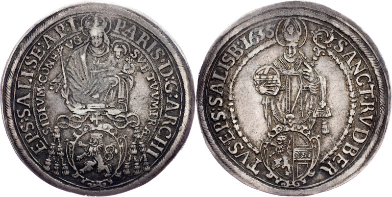 Salzburg, 1 Thaler 1635 Houses and Religion related to Habsburg, Salzburg, 1 Tha...