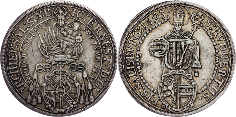 Salzburg, 1 Thaler 1693 Houses and Religion related to Habsburg, Salzburg, 1 Tha...