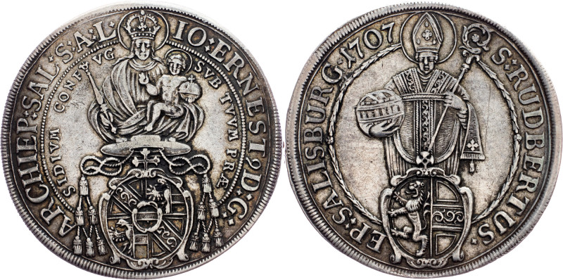 Salzburg, 1 Thaler 1707 Houses and Religion related to Habsburg, Salzburg, 1 Tha...