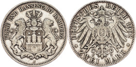 Free Hanseatic city of Hamburg, 2 Mark 1902, J