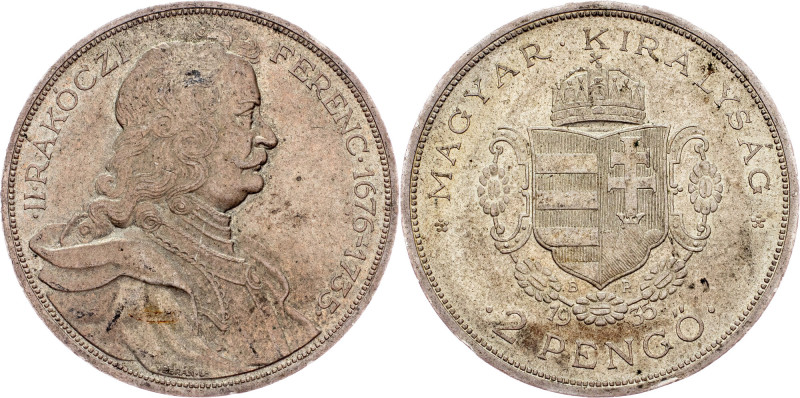 Nicolas Horthy, 2 Pengo 1935, Budapest Hungary, Nicolas Horthy, 2 Pengo 1935, Bu...