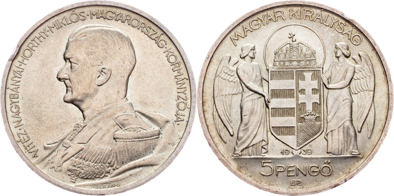 Nicolas Horthy, 5 Pengo 1939, Budapest Hungary, Nicolas Horthy, 5 Pengo 1939, Bu...