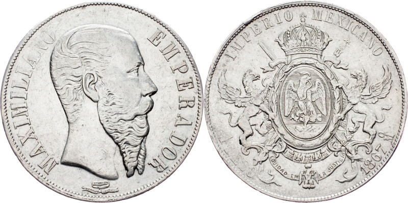 Maximilian I., 1 Peso 1867, Mo Mexico, Maximilian I., 1 Peso 1867, Mo, 27,05 g, ...