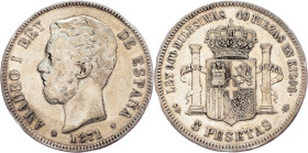 Amadeo I., 5 Pesetas 1871, SDM