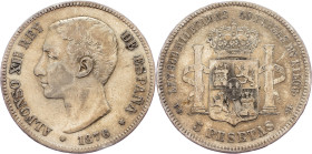 Alfonso XII., 5 Pesetas 1876, DEM