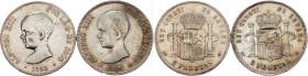 Alfonso XIII., 5 Pesetas 1888, 1889, MPM