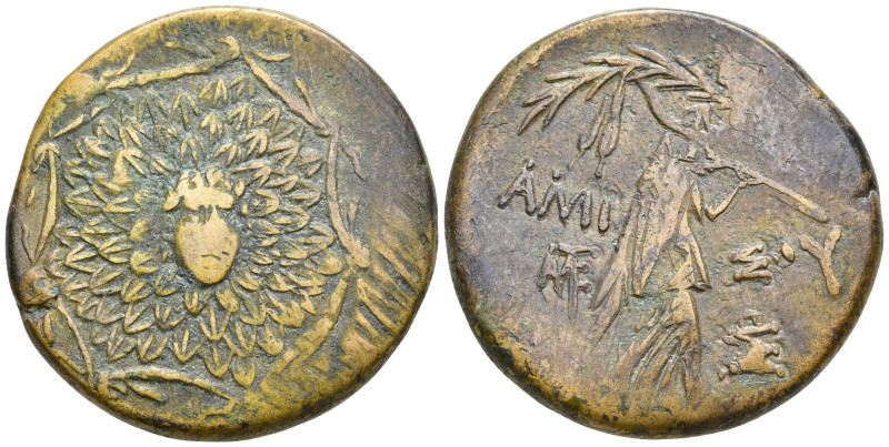 Pontos, Amisos Æ. Circa 85-65 BC. Aegis with Gorgoneion in centre / Nike advanci...