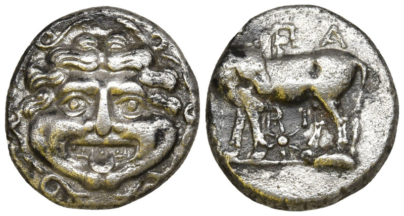 Mysia, Parion AR Hemidrachm. Circa 4th century BC. Bull standing to left, head r...