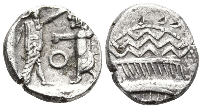 Phoenicia, Sidon, AR Obol circa 375-333 BC; Galley l.; legend in Phoenician, Rv....