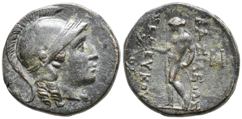 Seleukid Empire, Seleukos II Kallinikos Æ 17mm. Sardis, 246-226 BC. Head of Athe...