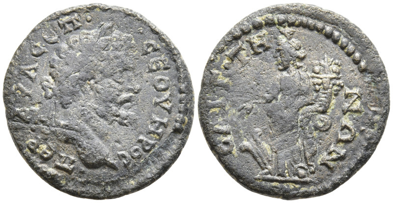 Lydia, Saitta. Æ. Septimius Severus AD 193-211. AV Λ CЄΠ CЄOVHPOC ΠЄP.
Laureate...