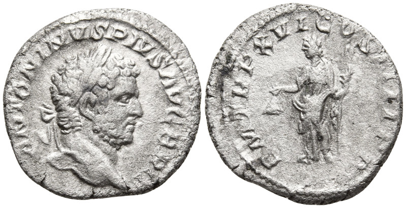 Caracalla AR Denarius. Rome, AD 213. ANTONINVS PIVS AVG BRIT, laureate head righ...