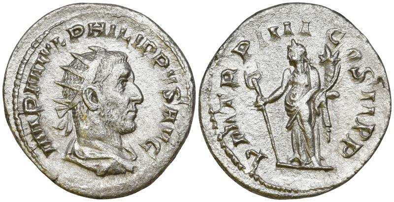 Philip I AR Antoninianus. Rome, AD 246. IMP M IVL PHILIPPVS AVG, Radiate, draped...