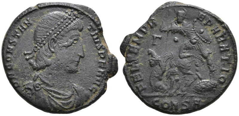 CONSTANTIUS II (337-361). Ae. Constantinople. D N CONSTANTIVS P F AVG.
Diademed...