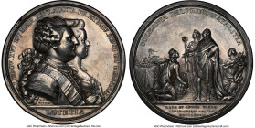 Louis XVI silver "Birth of the Dauphin" Medal 1782-Dated UNC Details (Test Cut) NGC, 73mm. By Duvivier. Test Cut visible between 10 and 11 o'clock on ...