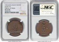 Napoleon bronze "Arrival in Frejus" Medal 1799-Dated MS63 Brown NGC, Julius-716. 33mm. By Galle. Denon as mintmaster. BONUS EVENTUS Bonus Eventus stan...