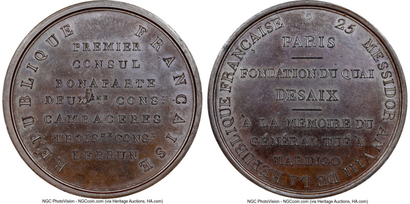 Napoleon bronze "Quai Desaix" Medal 1800-Dated MS65 Brown NGC, Bramsen-68, Juliu...