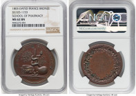 Napoleon bronze "Paris Pharmacological School" Medal 1803-Dated MS62 Brown NGC, Bramsen-264, Julius-1153. 38.5mm. By Brenet. Celebrating the opening o...