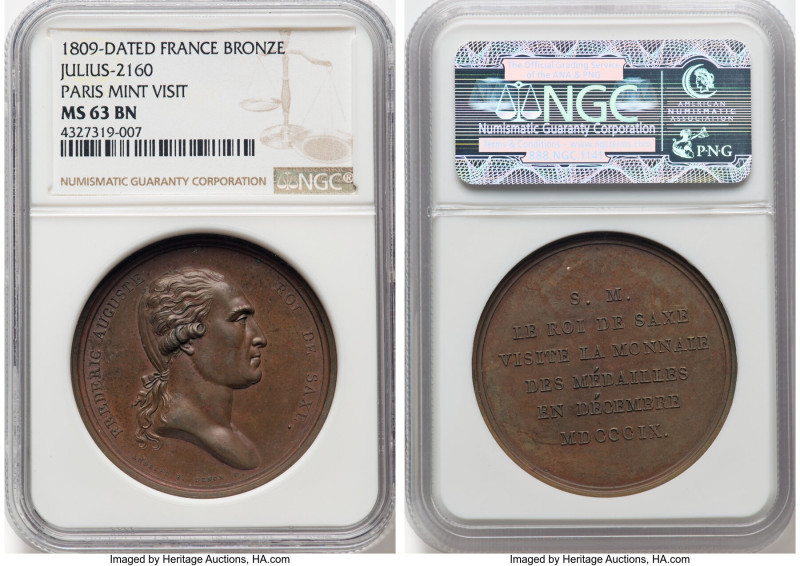 "Friedrich Auguste Paris Mint Visit" bronze Medal 1809-Dated MS63 Brown NGC, Jul...