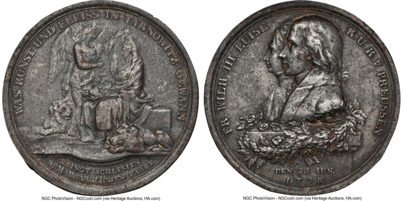 "Tarnowitz Mines" lead Medal 1798-Dated AU Details (Corrosion) NGC, Marienburg-4...