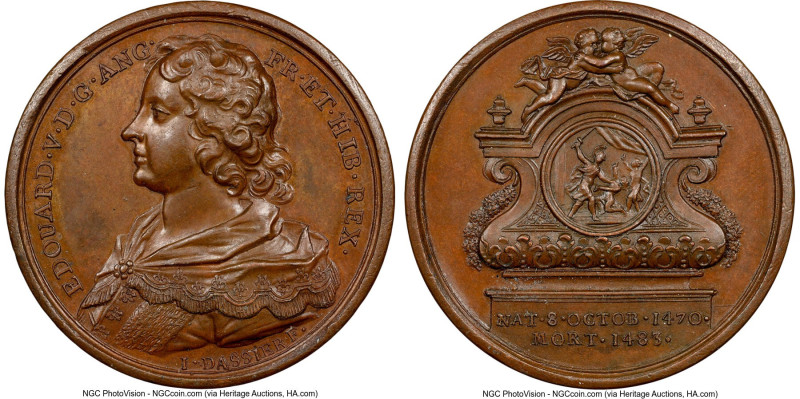 George II bronze "Edward V" Medal ND (1731) MS62 Brown NGC, Eimer-526. By Dassie...