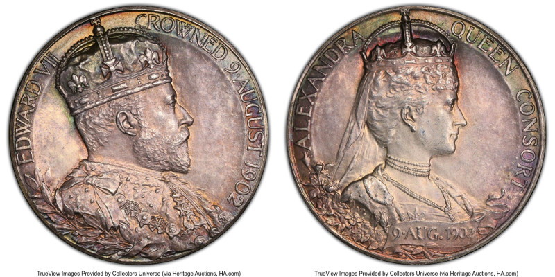 Edward VII silver Matte Specimen "Coronation" Medal 1902 SP62 PCGS, BHM-3737, Ei...