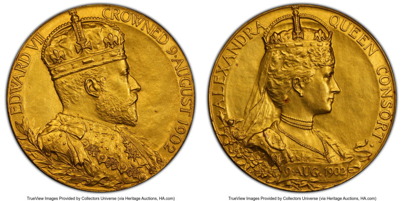 Edward VII gold Matte Specimen "Coronation" Medal 1902 SP62 PCGS, Eimer-1871b, B...