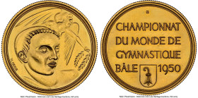 Confederation gold "Basel - Gymnastics World Championship" Medal 1950-B MS64 NGC, Bern mint. 27gm. By W. Hege. HID09801242017 © 2023 Heritage Auctions...
