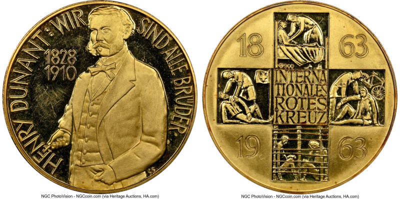 Confederation gold Proof "Henry Dunant - International Red Cross" Medal 1963 PR6...