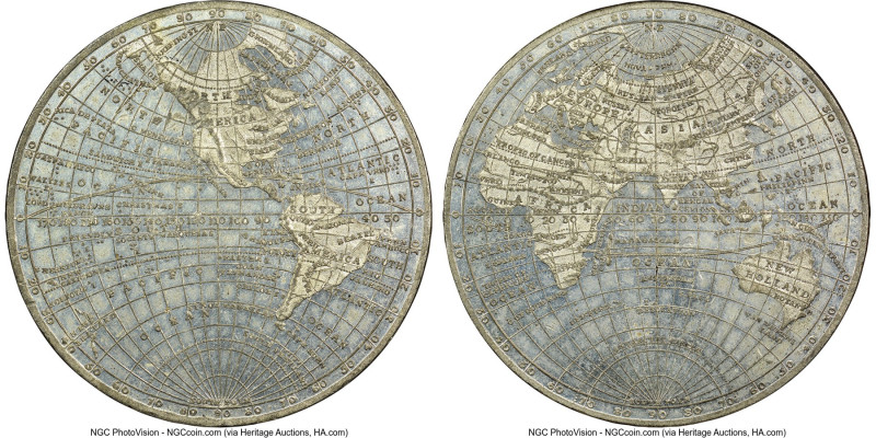 "Map of the World" white-metal Medal ND (c. 1820) MS62 NGC, Eimer-1139b. 51mm. U...