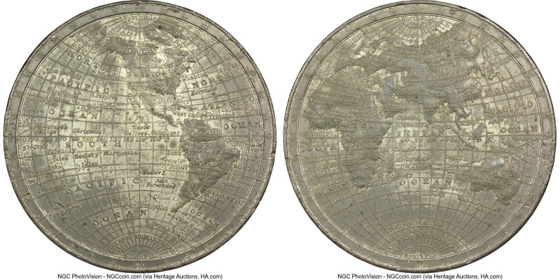 "Map of the World" white-metal Medal ND (c. 1820) UNC Details (Mount Removed) NG...