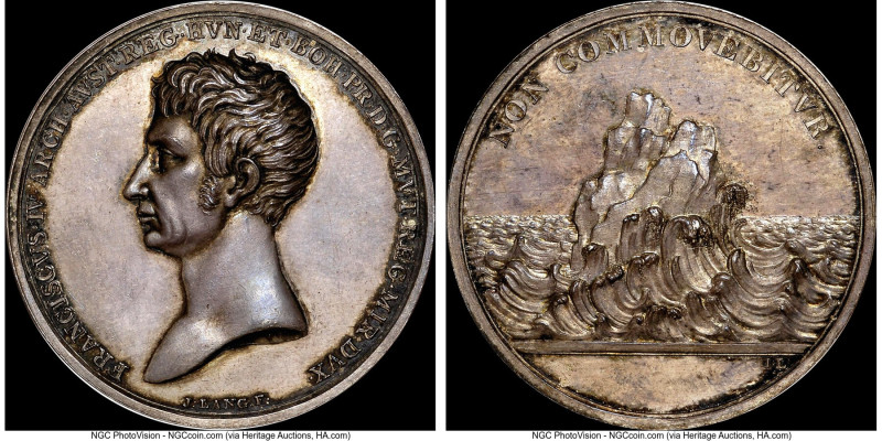 Naples & Sicily. Francis IV silver "Austrian Intervention" Medal ND (c. 1831) MS...