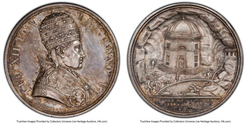 Papal States. Leo XII silver Specimen Medal Anno V (1828) SP63 PCGS, Rinaldi-23....